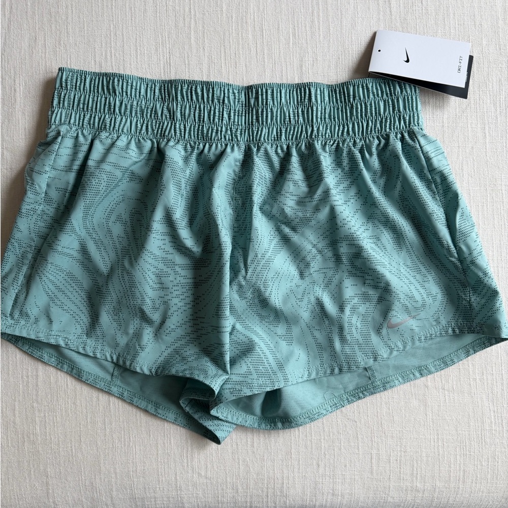 Nike Teal Athletic Shorts with Subtle Wave Print